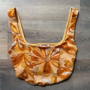 Zara Retro Print Crop Top Sz S